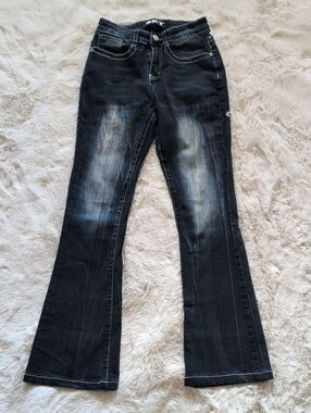 SKY Premium Collection Dark Washed Bootcut Jeans Embelished Cross Flare Jeans